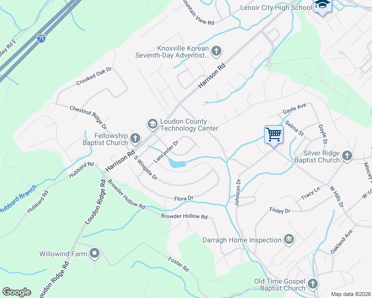 map of restaurants, bars, coffee shops, grocery stores, and more near 375 Willingham Drive in Lenoir City