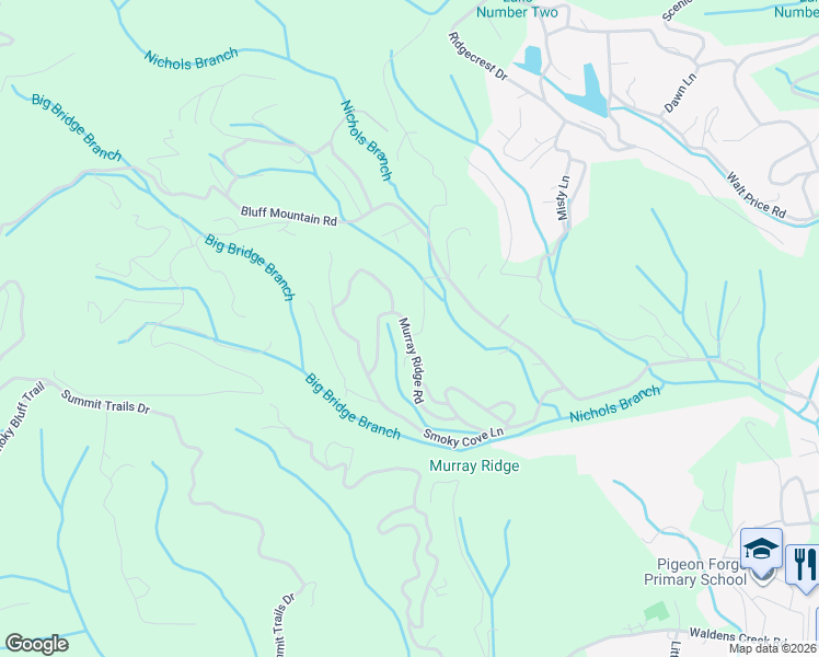 map of restaurants, bars, coffee shops, grocery stores, and more near 2755 Murray Ridge Road in Sevierville
