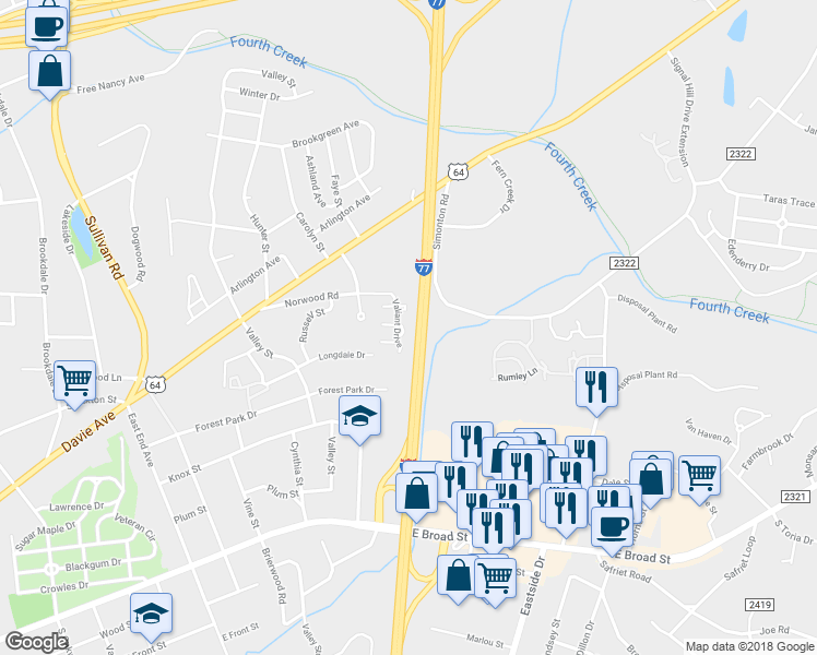 map of restaurants, bars, coffee shops, grocery stores, and more near 923 Barracuda Loop in Statesville