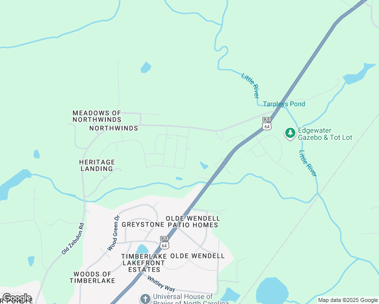 map of restaurants, bars, coffee shops, grocery stores, and more near 4821 Wendell Boulevard in Wendell