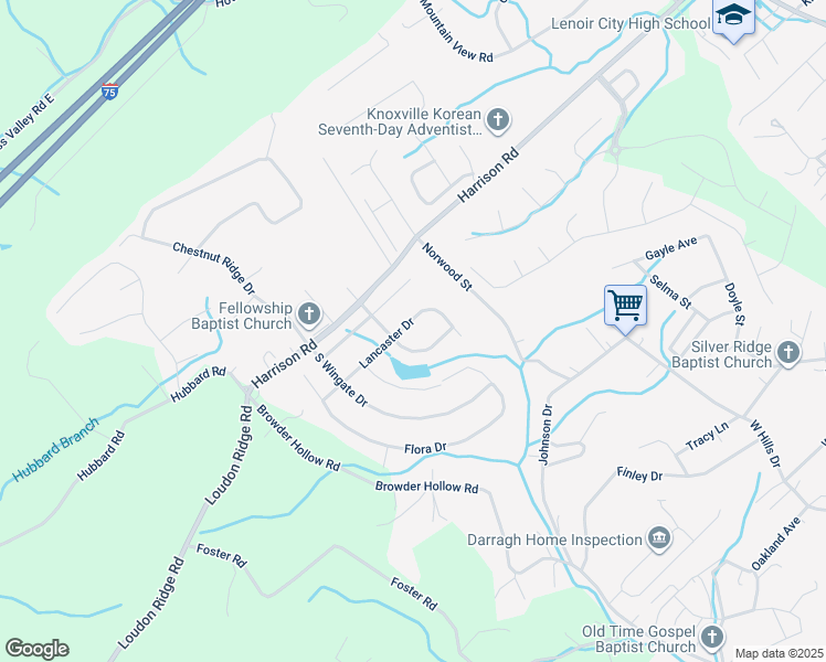 map of restaurants, bars, coffee shops, grocery stores, and more near 221 Lancaster Drive in Lenoir City