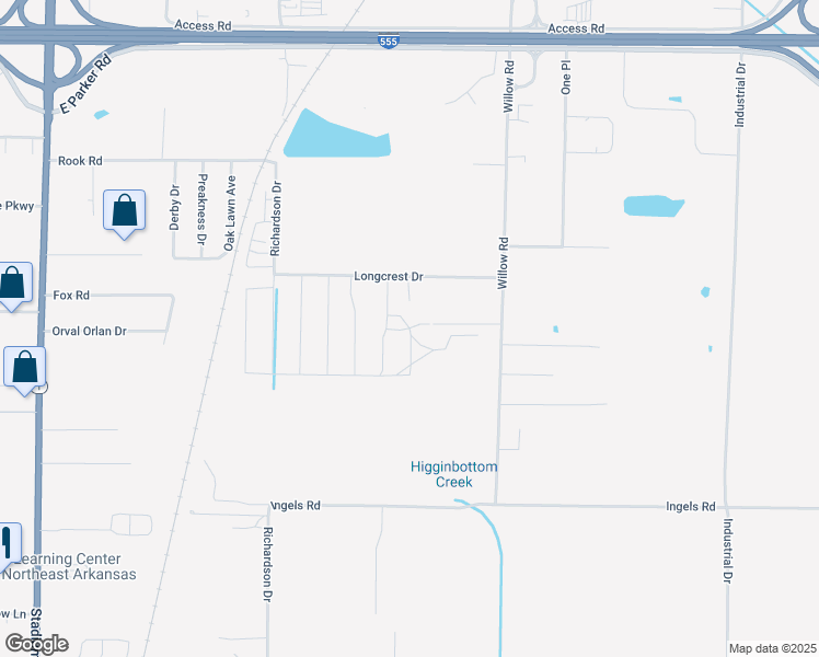 map of restaurants, bars, coffee shops, grocery stores, and more near 3711 Hargis Drive in Jonesboro