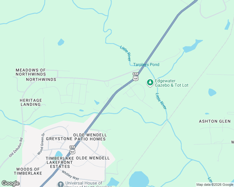 map of restaurants, bars, coffee shops, grocery stores, and more near 5000 Wendell Boulevard in Wendell