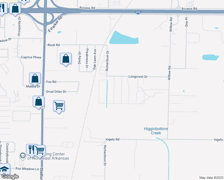 map of restaurants, bars, coffee shops, grocery stores, and more near 3856 Bridlewood Drive in Jonesboro
