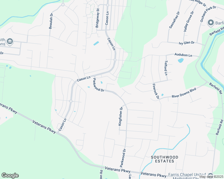 map of restaurants, bars, coffee shops, grocery stores, and more near 2515 Parkwood Drive in Murfreesboro