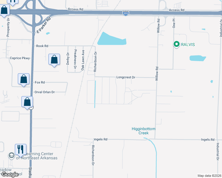 map of restaurants, bars, coffee shops, grocery stores, and more near 3824 Remington Drive in Jonesboro