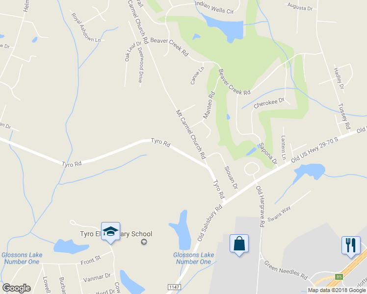 map of restaurants, bars, coffee shops, grocery stores, and more near 434 Tyro Road in Lexington