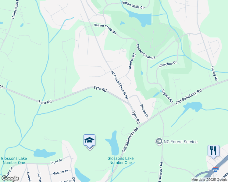 map of restaurants, bars, coffee shops, grocery stores, and more near 434 Tyro Road in Lexington