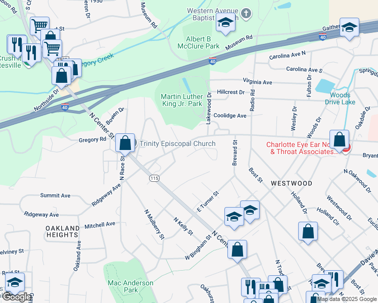 map of restaurants, bars, coffee shops, grocery stores, and more near 209 Fieldstone Circle in Statesville