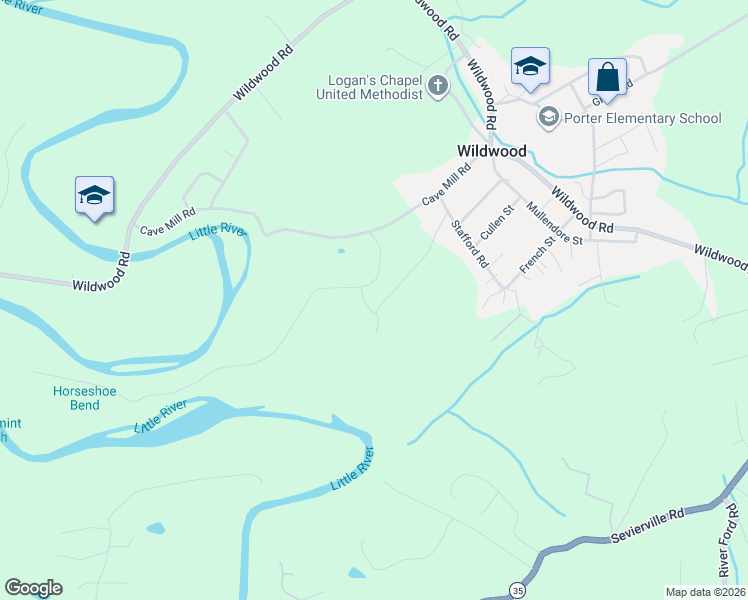 map of restaurants, bars, coffee shops, grocery stores, and more near 267 Kings Grant Road in Maryville