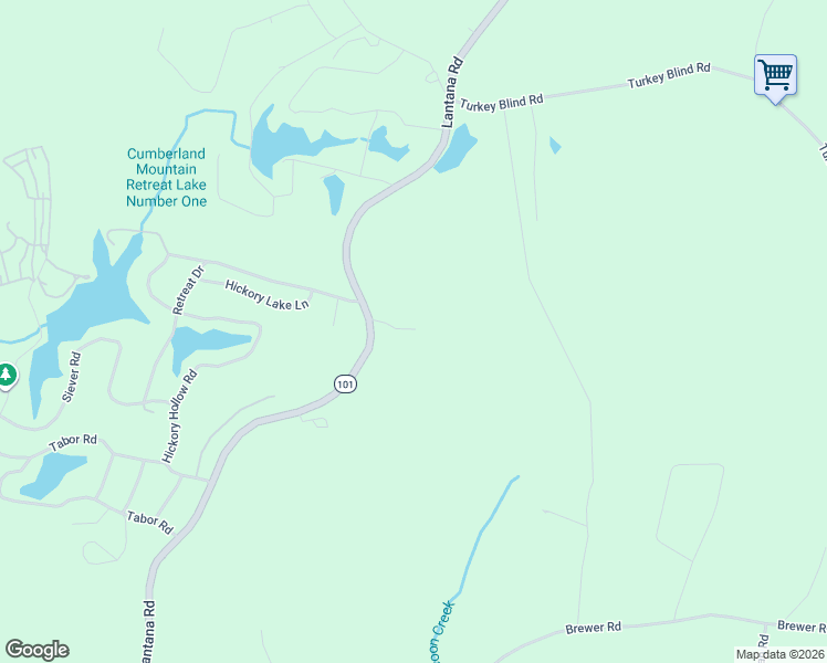 map of restaurants, bars, coffee shops, grocery stores, and more near 104 Cassidy Lane in Crossville