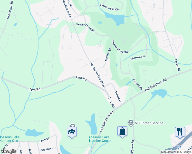 map of restaurants, bars, coffee shops, grocery stores, and more near 245 Mount Carmel Church Road in Lexington