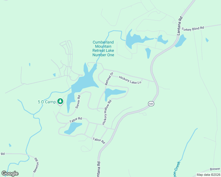 map of restaurants, bars, coffee shops, grocery stores, and more near Hickory Hollow Road in Crossville
