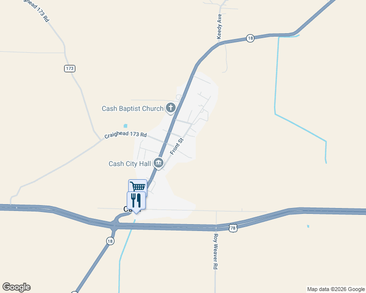 map of restaurants, bars, coffee shops, grocery stores, and more near 101-199 Front Street in Cash