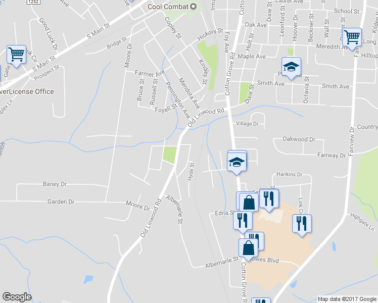 map of restaurants, bars, coffee shops, grocery stores, and more near 606 South Pennington Avenue in Lexington