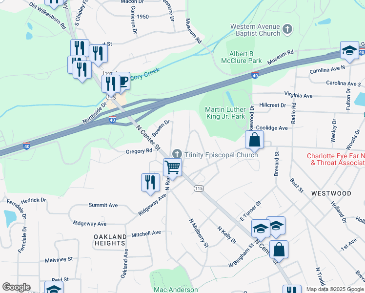 map of restaurants, bars, coffee shops, grocery stores, and more near 833 Henkel Road in Statesville