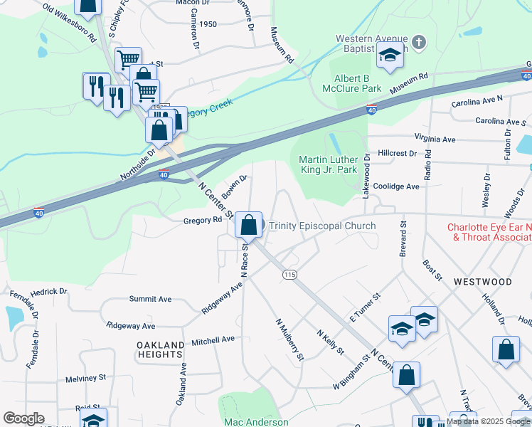 map of restaurants, bars, coffee shops, grocery stores, and more near 833 Henkel Road in Statesville