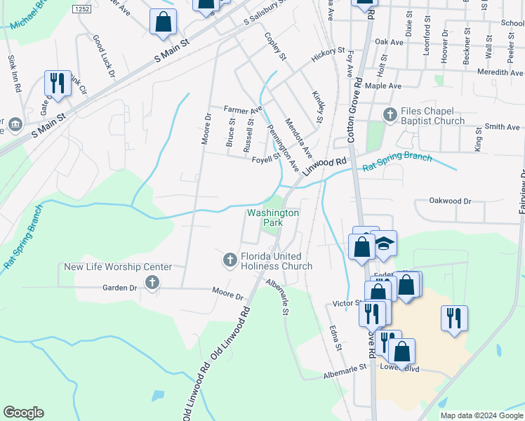 map of restaurants, bars, coffee shops, grocery stores, and more near 113 Bookington Drive in Lexington