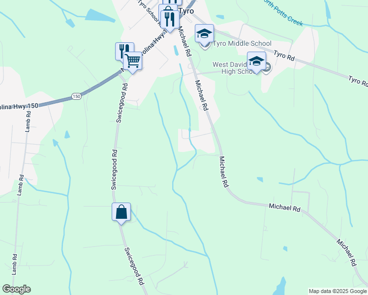 map of restaurants, bars, coffee shops, grocery stores, and more near 259 Guy Pressley Road in Lexington