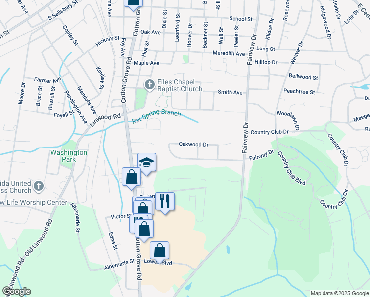 map of restaurants, bars, coffee shops, grocery stores, and more near 304 Fairway Drive in Lexington