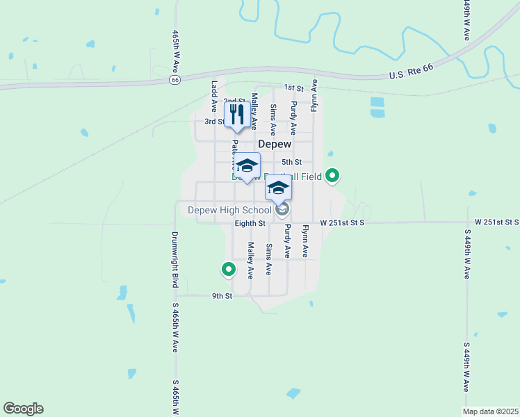 map of restaurants, bars, coffee shops, grocery stores, and more near 723 Malley Avenue in Depew