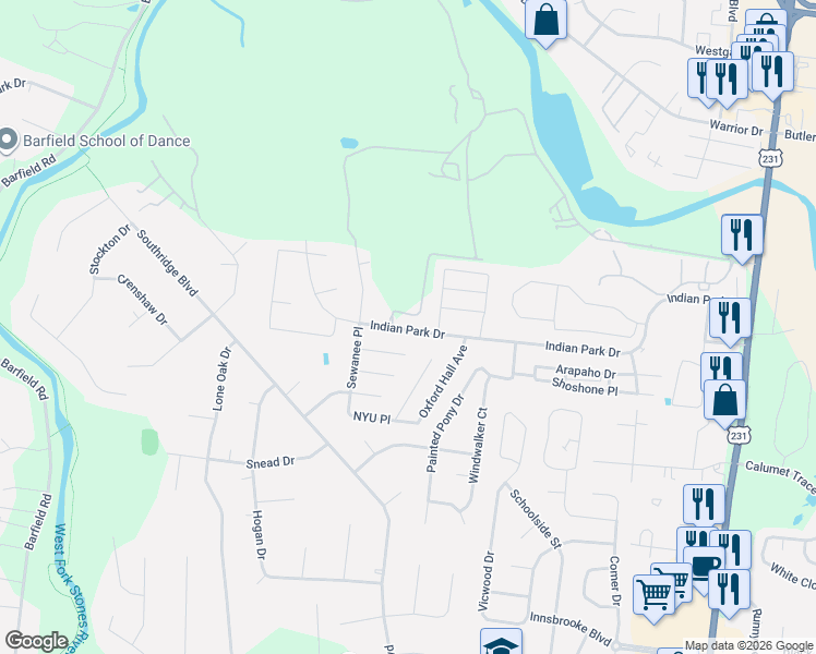 map of restaurants, bars, coffee shops, grocery stores, and more near 422 Tulane Court in Murfreesboro
