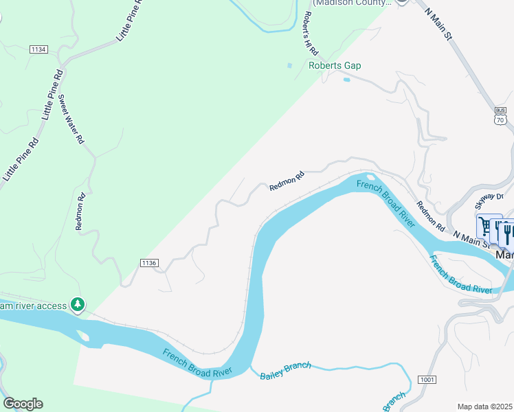 map of restaurants, bars, coffee shops, grocery stores, and more near 739 Redmon Rd in Marshall