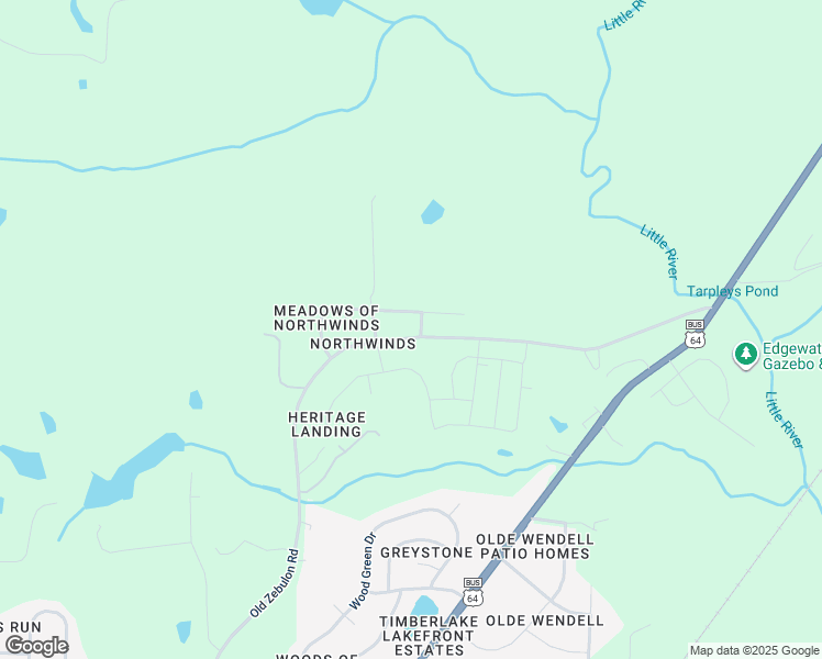 map of restaurants, bars, coffee shops, grocery stores, and more near 1029 Old Zebulon Road in Wendell