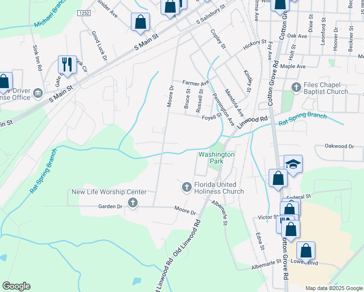 map of restaurants, bars, coffee shops, grocery stores, and more near 101 Moore Drive in Lexington