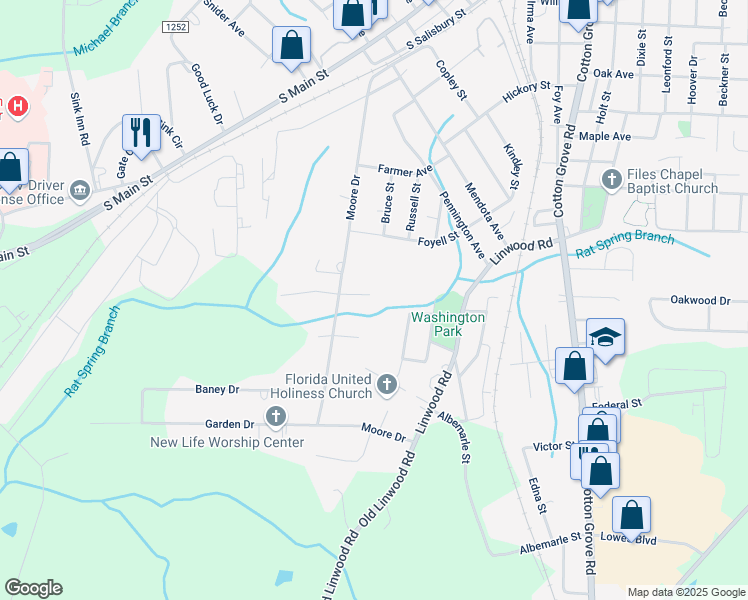 map of restaurants, bars, coffee shops, grocery stores, and more near 101 Moore Drive in Lexington
