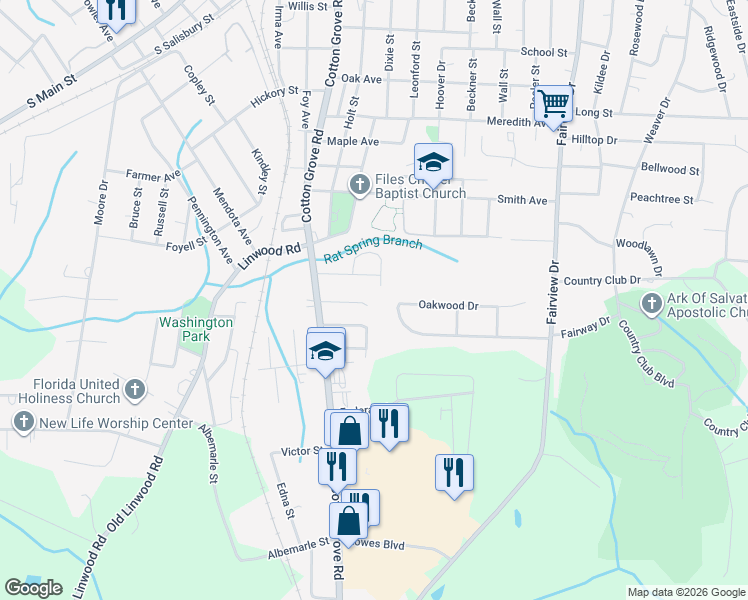 map of restaurants, bars, coffee shops, grocery stores, and more near 204 Village Drive in Lexington