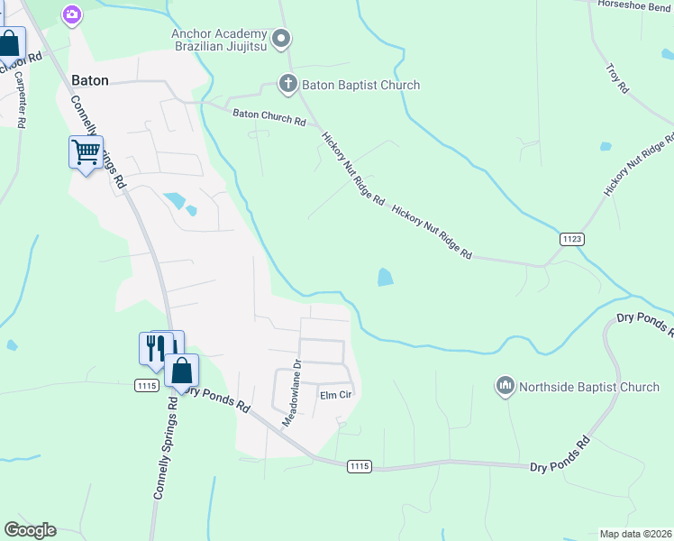 map of restaurants, bars, coffee shops, grocery stores, and more near 4549 Hickory Nut Ridge Road in Granite Falls
