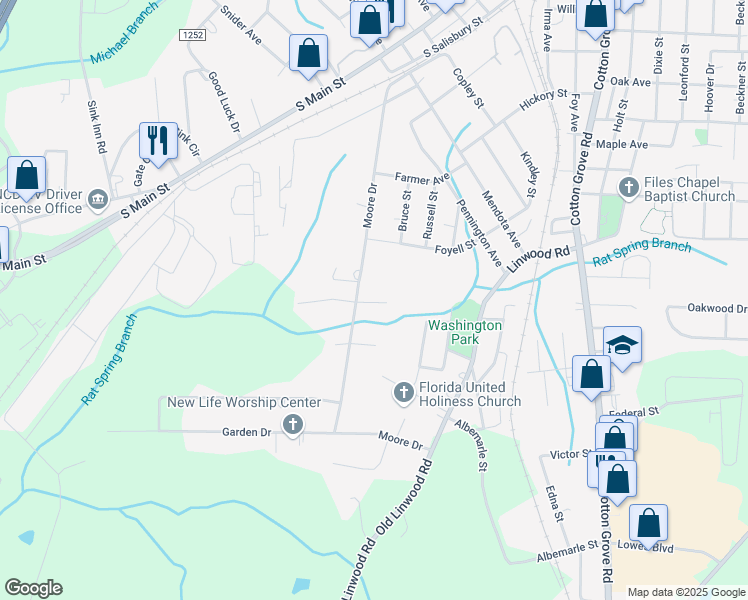 map of restaurants, bars, coffee shops, grocery stores, and more near 101 Moore Drive in Lexington