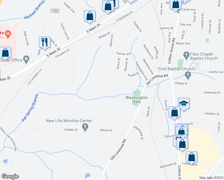 map of restaurants, bars, coffee shops, grocery stores, and more near 121 Bay Meadow Court in Lexington