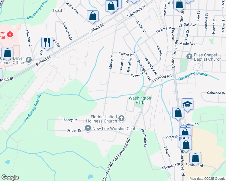 map of restaurants, bars, coffee shops, grocery stores, and more near 105 Bay Meadow Court in Lexington