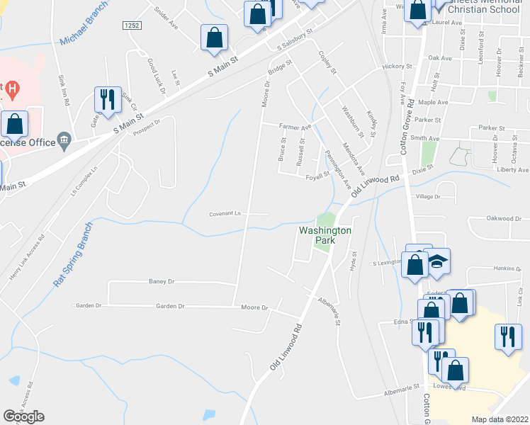 map of restaurants, bars, coffee shops, grocery stores, and more near 115 Bay Meadow Court in Lexington