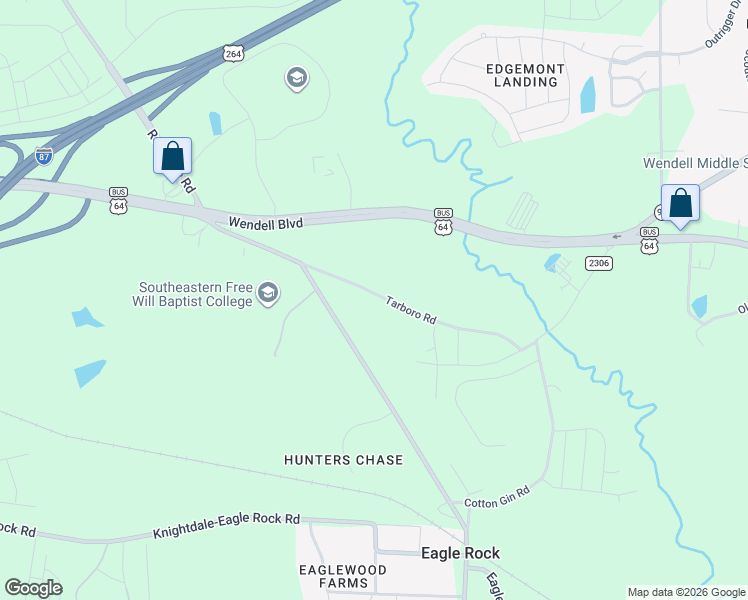 map of restaurants, bars, coffee shops, grocery stores, and more near 617 Old Tarboro Road in Wendell