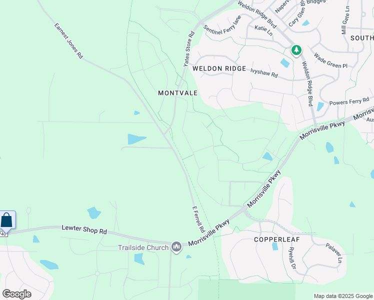 map of restaurants, bars, coffee shops, grocery stores, and more near 1005 Montvale Ridge Drive in Cary