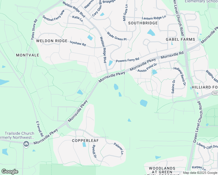 map of restaurants, bars, coffee shops, grocery stores, and more near 9617 Morrisville Parkway in Cary