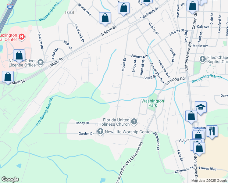 map of restaurants, bars, coffee shops, grocery stores, and more near 104 Covenant Lane in Lexington