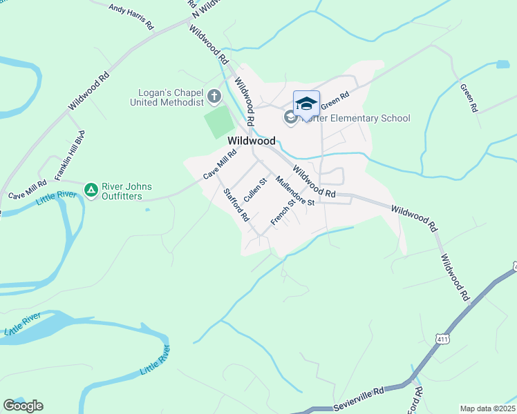 map of restaurants, bars, coffee shops, grocery stores, and more near 4343 Stafford Road in Maryville