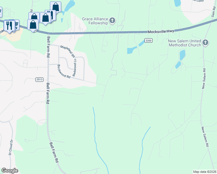 map of restaurants, bars, coffee shops, grocery stores, and more near 117 Woodview Dr in Statesville
