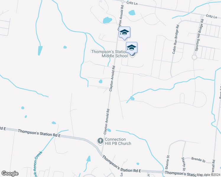 map of restaurants, bars, coffee shops, grocery stores, and more near 2669 Clayton Arnold Road in Thompson's Station