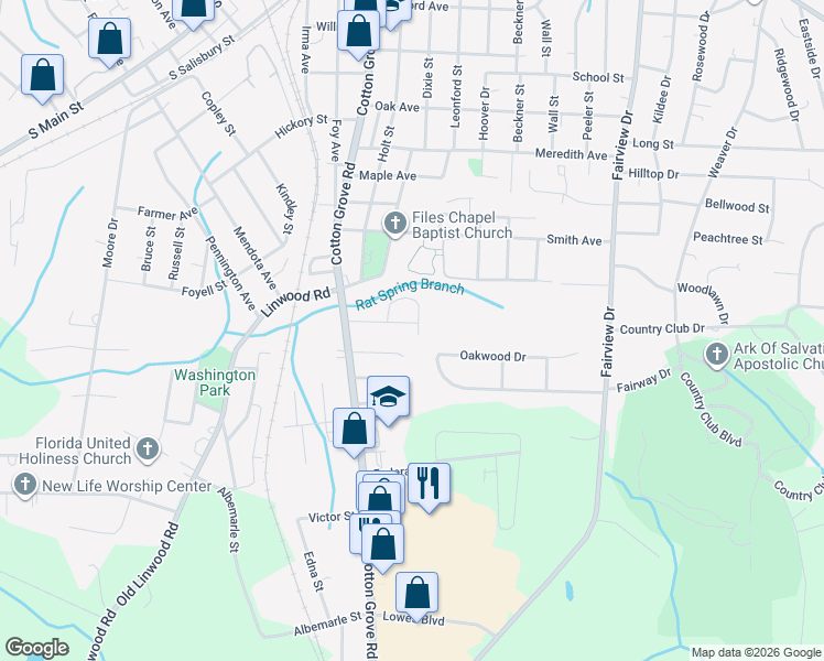 map of restaurants, bars, coffee shops, grocery stores, and more near 204 Village Drive in Lexington