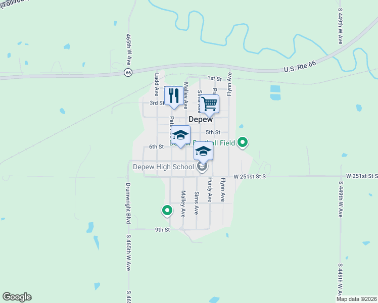 map of restaurants, bars, coffee shops, grocery stores, and more near 607 Malley Avenue in Depew