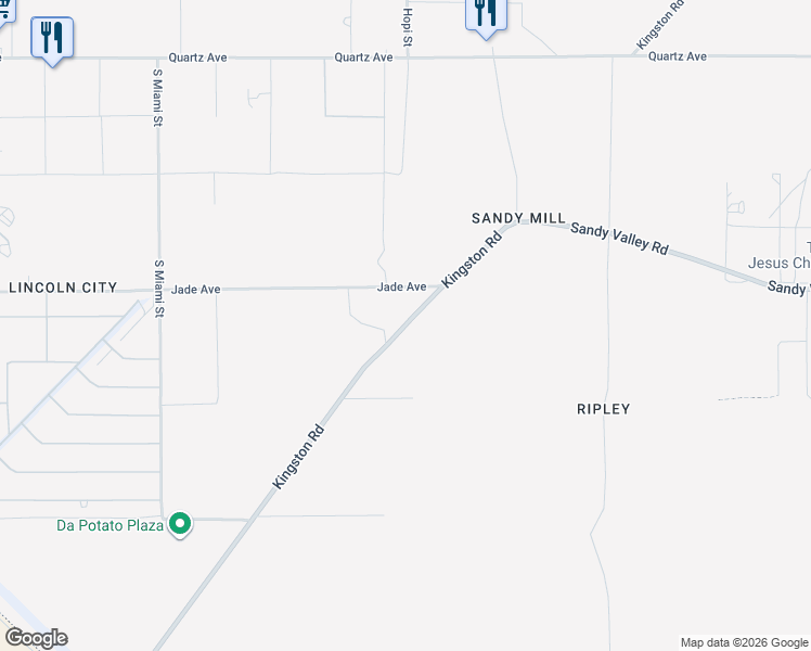 map of restaurants, bars, coffee shops, grocery stores, and more near 652 Kingston Road in Sandy Valley