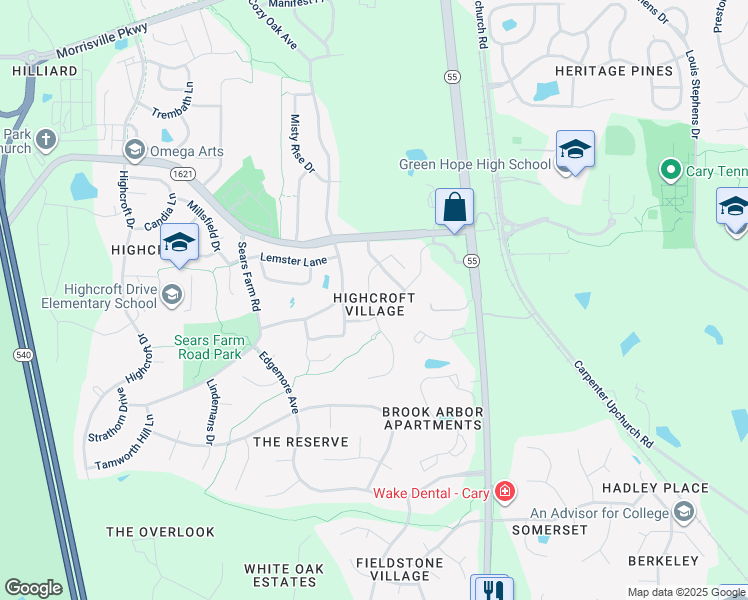 map of restaurants, bars, coffee shops, grocery stores, and more near 7037 Talton Ridge Drive in Cary