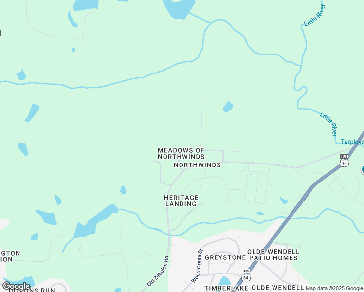 map of restaurants, bars, coffee shops, grocery stores, and more near 83 Northwinds North Drive in Wendell