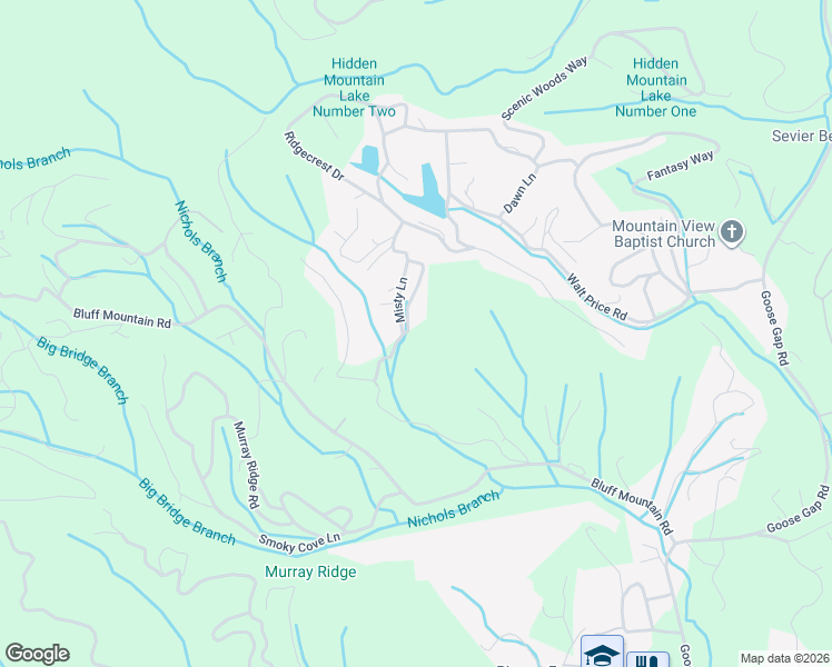 map of restaurants, bars, coffee shops, grocery stores, and more near 2361 Misty Lane in Pigeon Forge