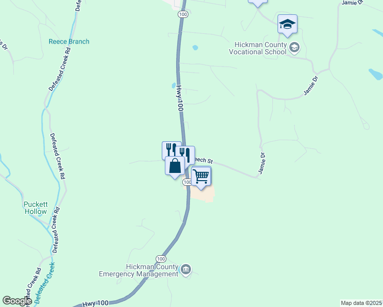 map of restaurants, bars, coffee shops, grocery stores, and more near 760 Tennessee 100 in Centerville